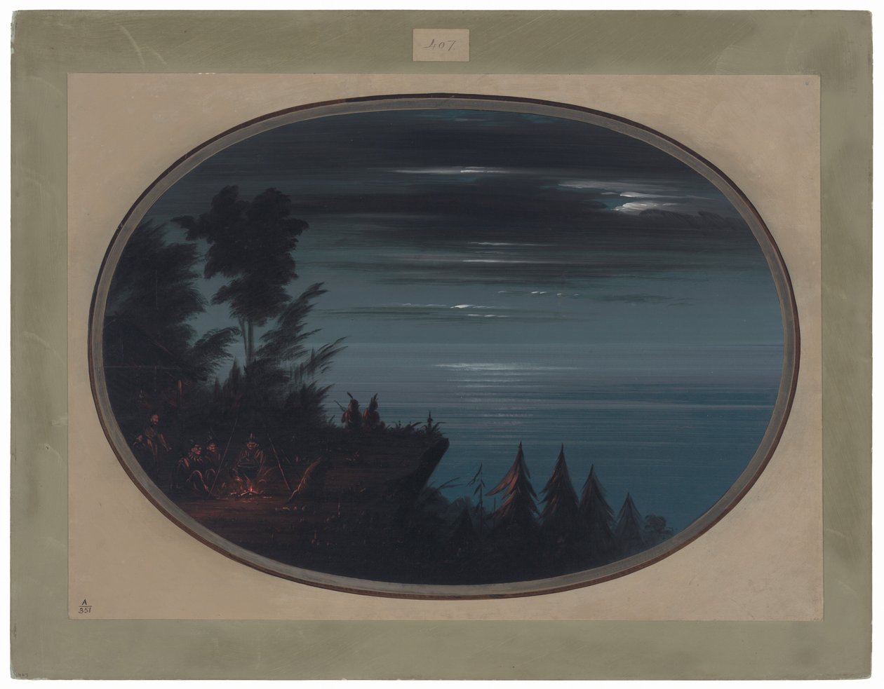 Vesnice Nayas v noci od George Catlin