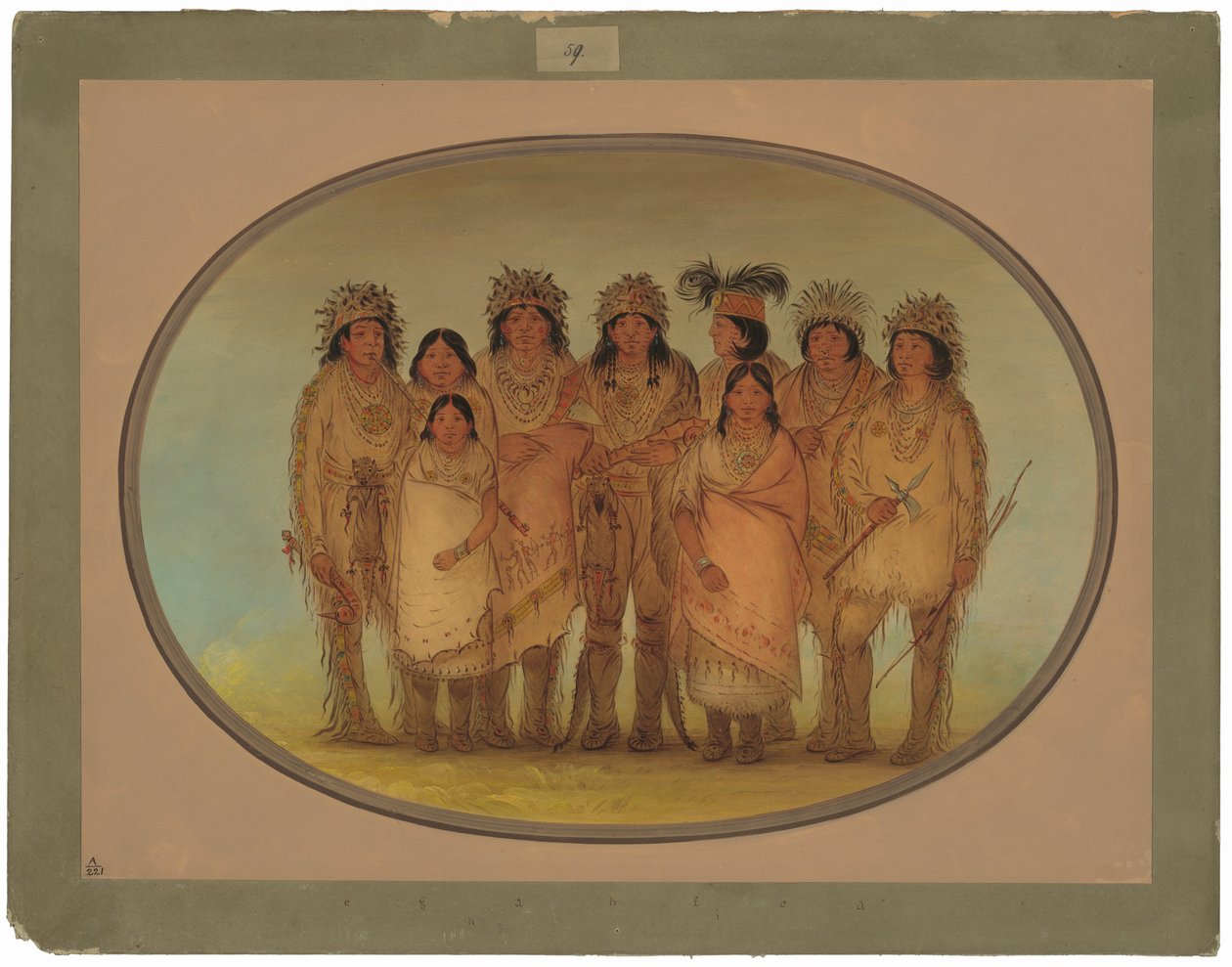 Devět Odžibbewayských indiánů v Londýně od George Catlin