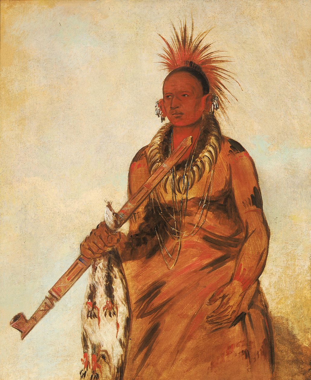 No-o-mún-nee, Walks in the Rain, a Warrior, 1832. od George Catlin