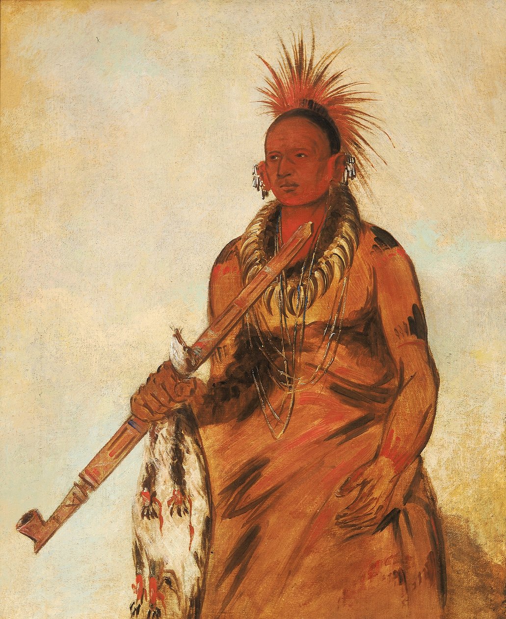 No-o-mún-nee, Chodí v dešti, válečník od George Catlin
