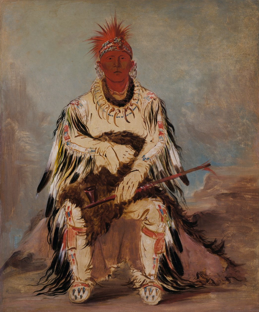 No-wáy-ke-súg-gah, Ten, kdo udeří dva najednou, statečný, 1832. od George Catlin