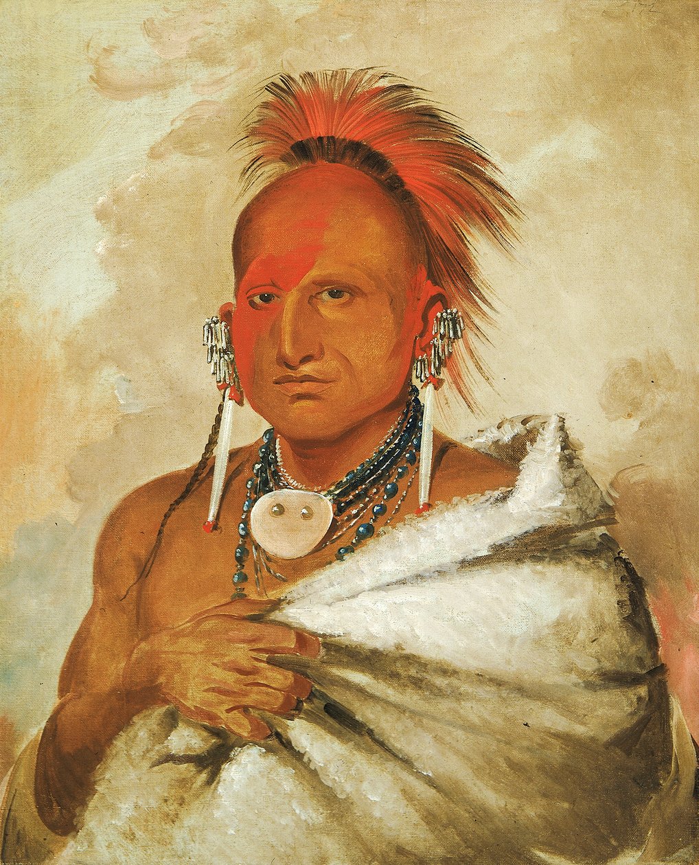 O-rón-gás-see, chytač medvědů, oslavovaný válečník, 1832. od George Catlin