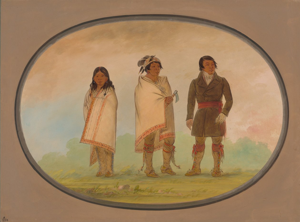 Oneida náčelník, jeho sestra a misionář, 18611869. od George Catlin