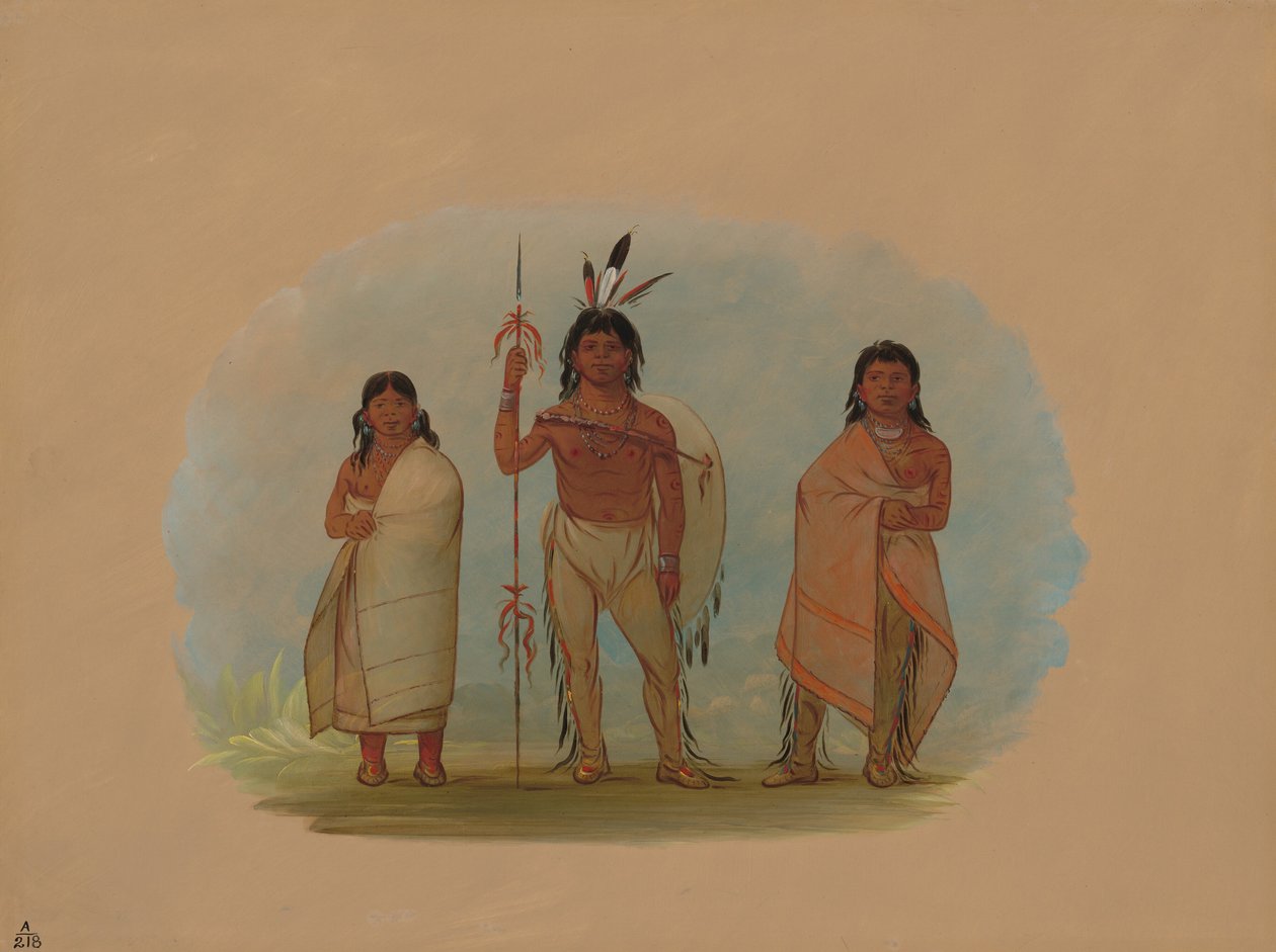 Ottawský náčelník, jeho žena a válečník, 18611869. od George Catlin