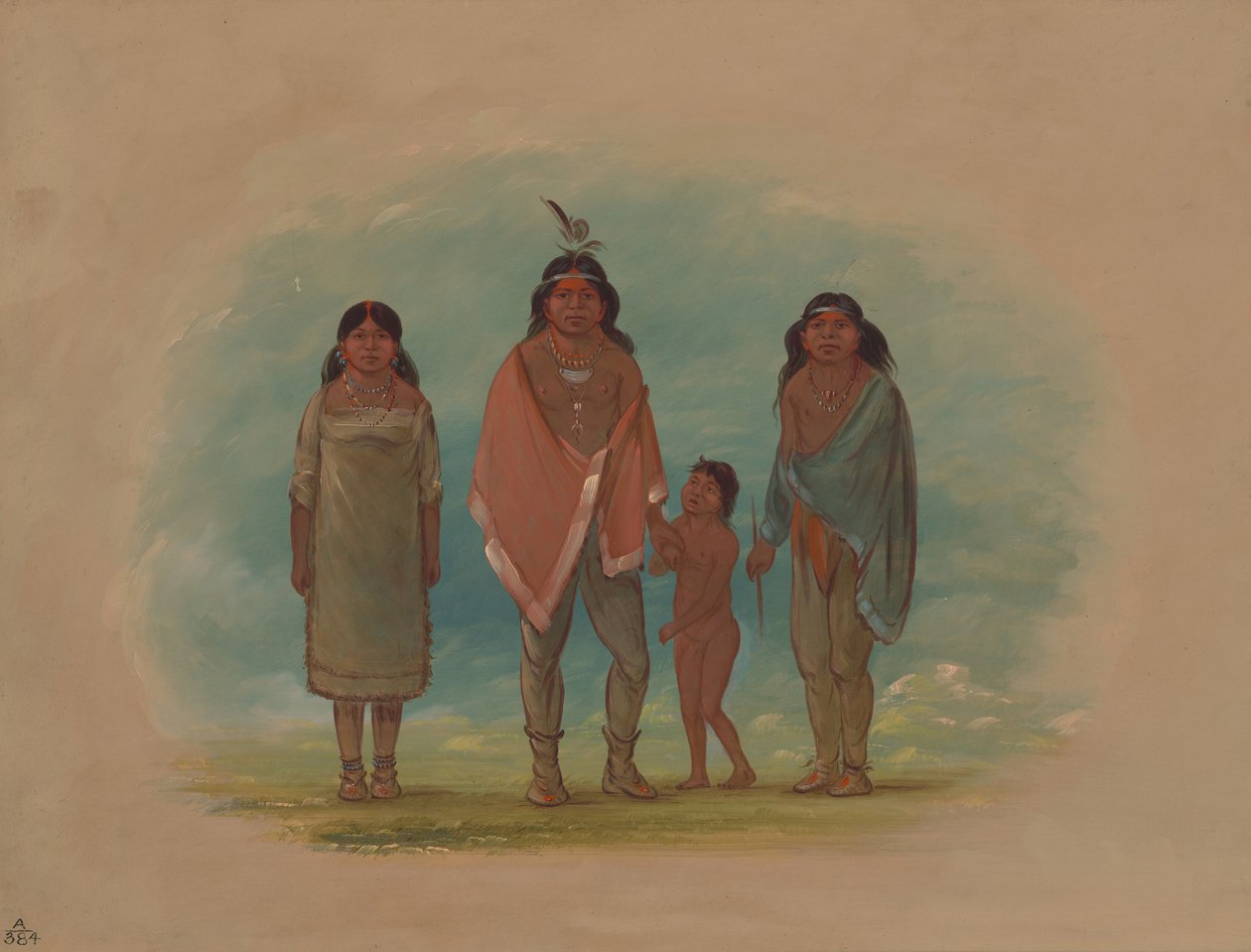 Patagonský náčelník, jeho bratr a dcera, 18561869. od George Catlin