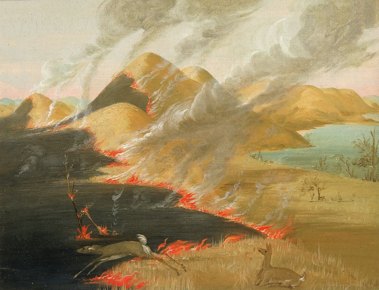 Prairie Bluffs Burning od George Catlin