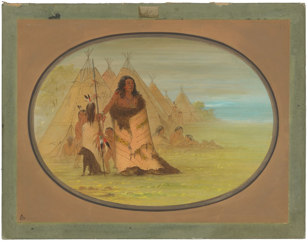 Náčelník Puncah obklopený svou rodinou od George Catlin