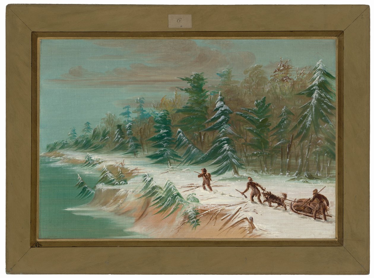 Návrat do pevnosti Frontenac na saních.  Únor 1679 od George Catlin