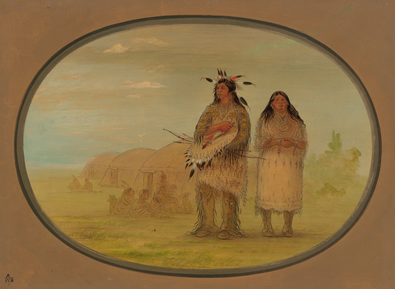 Riccarree Chief a jeho manželka, 18611869. od George Catlin
