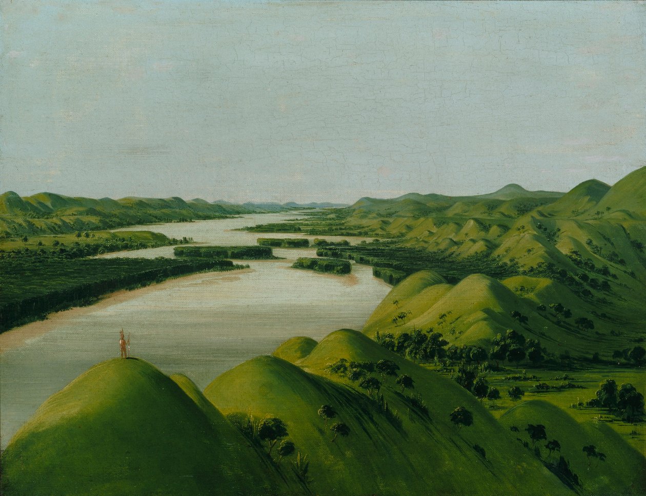 River Bluffs, 1320 mil nad St. Louis od George Catlin