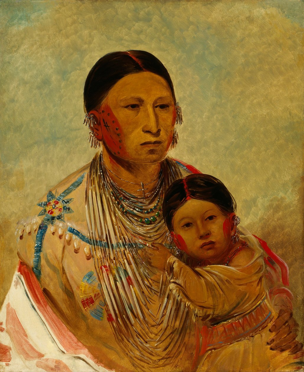 Ru-ton-ye-wee-ma, holubice, manželka Bílého mraku od George Catlin