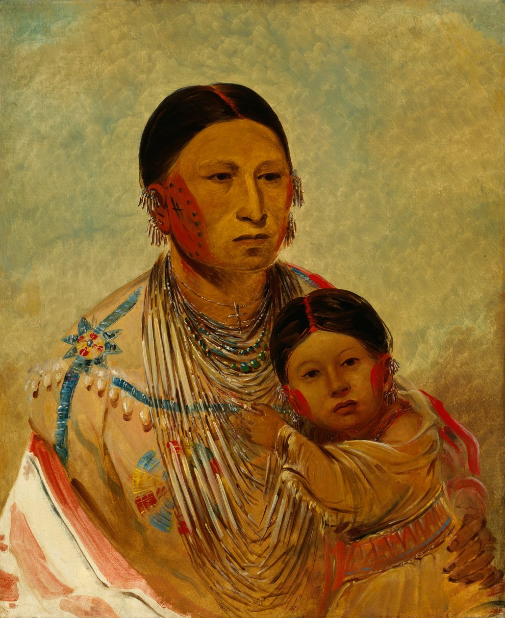 Ru-ton-ye-wee-ma, holub, manželka bílého oblaku, 1844. od George Catlin