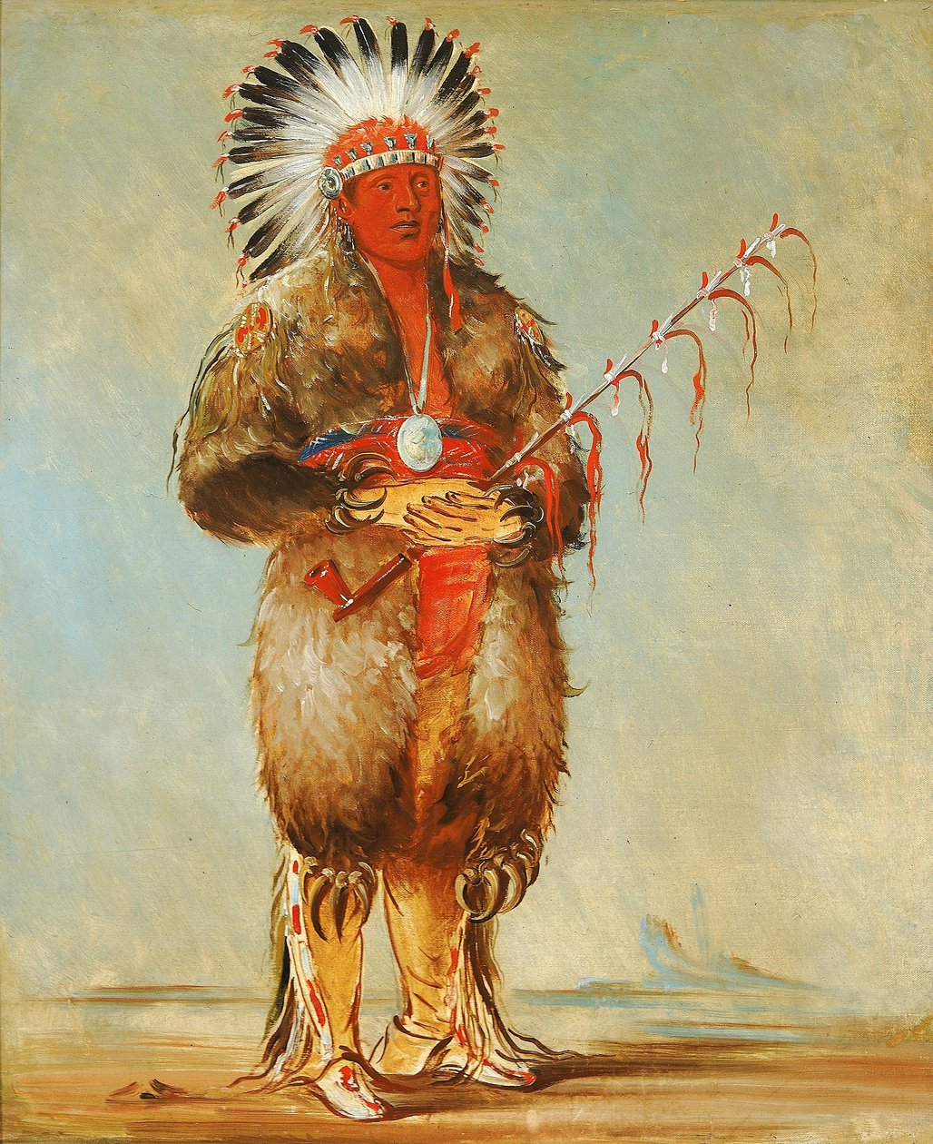 Ráw-no-way-wóh-krah, Loose Pipestem, a Brave od George Catlin