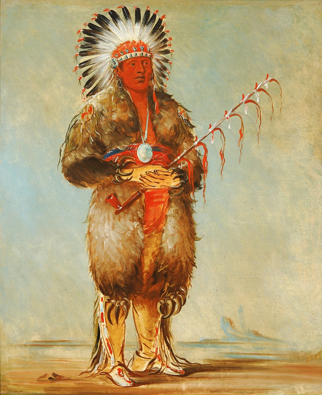 Ráw-no-way-wóh-krah, Loose Pipestem, a Brave, 1832. od George Catlin