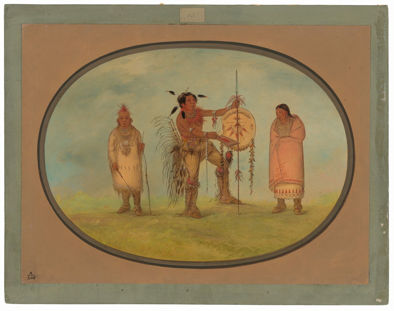 Saukie Warrior, jeho žena a chlapec od George Catlin