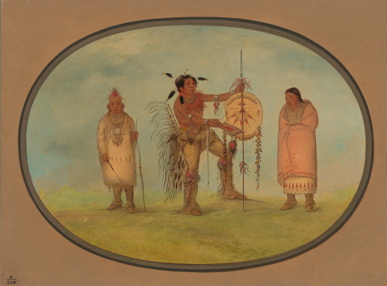 Saukie Warrior, jeho žena a chlapec, 18611869. od George Catlin