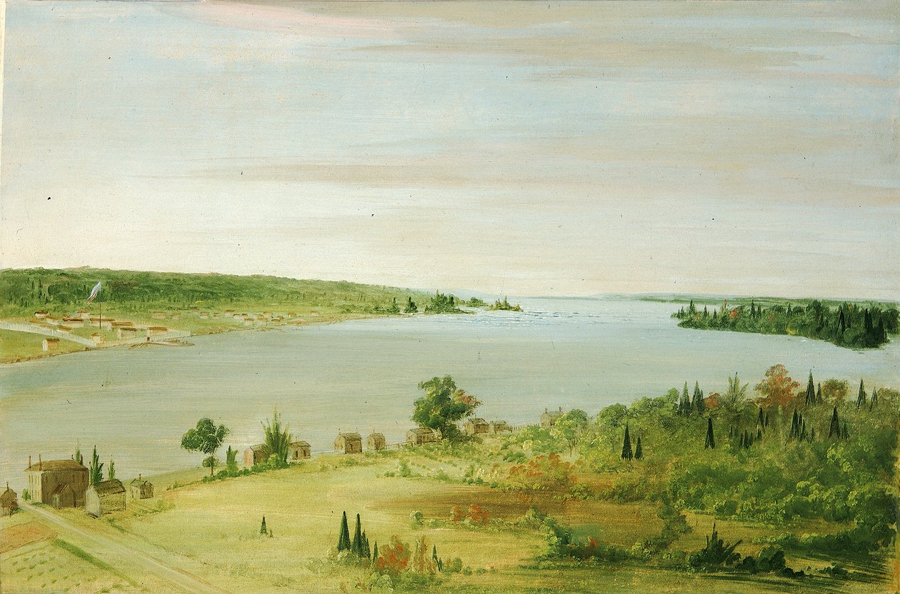 Sault Ste. Marie, Ukazuje posádku Spojených států v dálce, 1836-1837. od George Catlin
