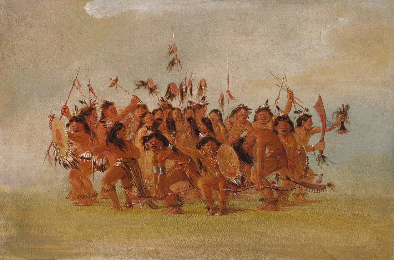 Tanec skalpů, ústí řeky Teton od George Catlin