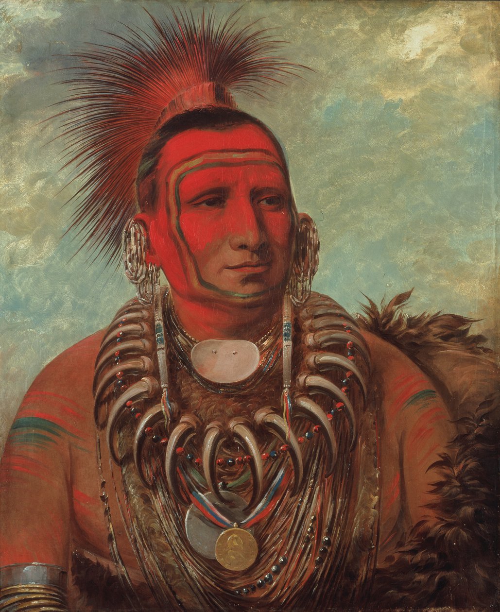 Shon-ta-yi-ga, Malý vlk, slavný válečník, 1844-1845. od George Catlin