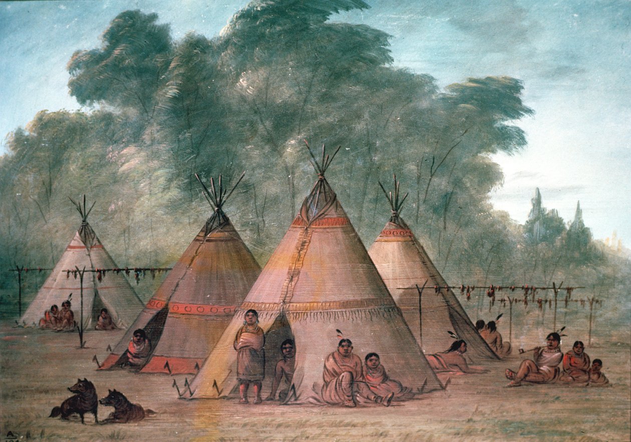 Sioux Village (olej na plátně) od George Catlin