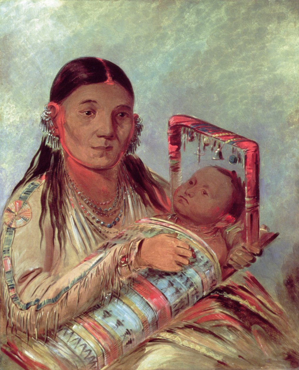 Siouxská matka a dítě, kolem roku 1830 (olej na plátně) od George Catlin