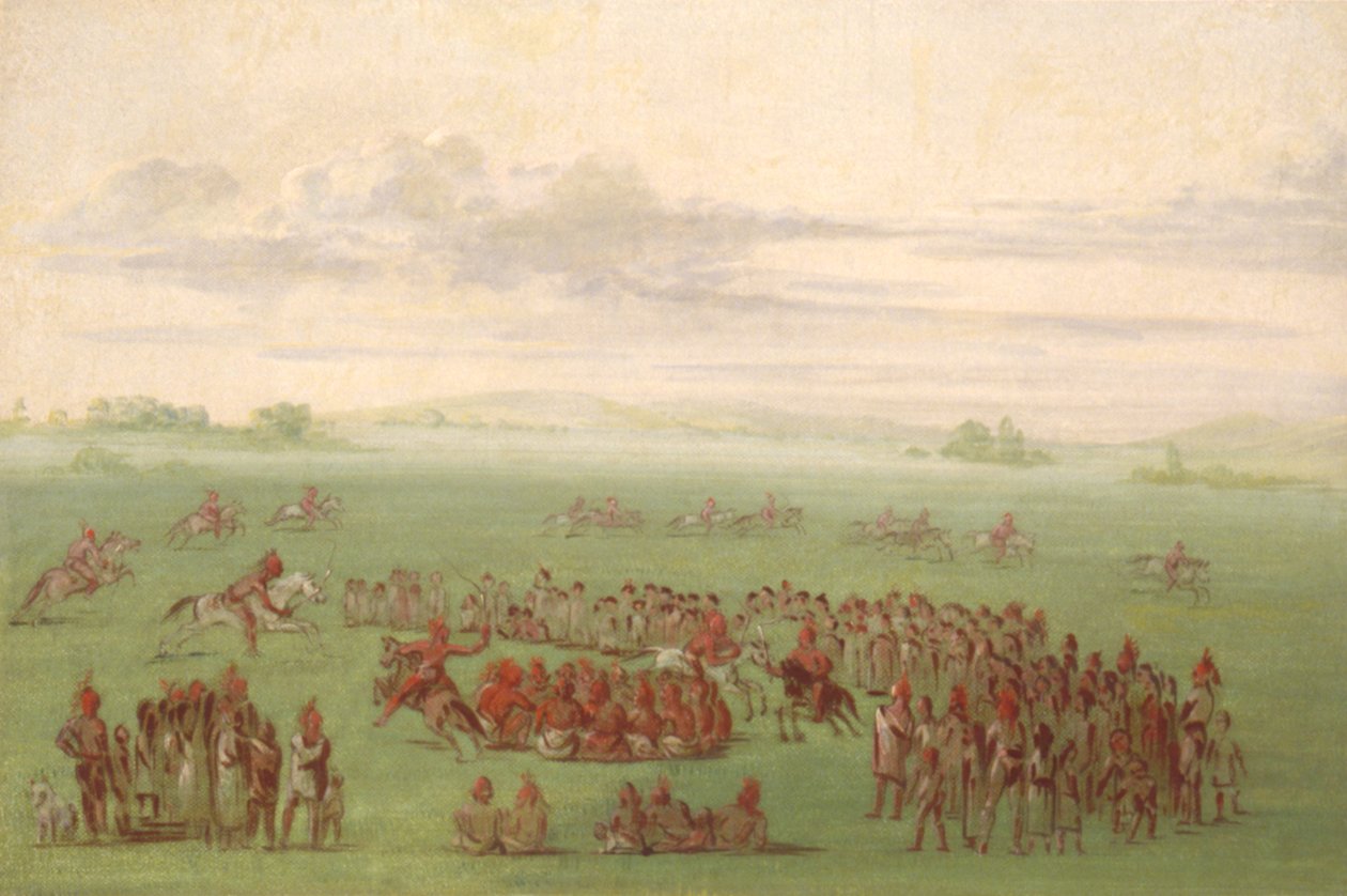 "Kouřící koně", zvláštní zvyk Sauků a Foxů od George Catlin