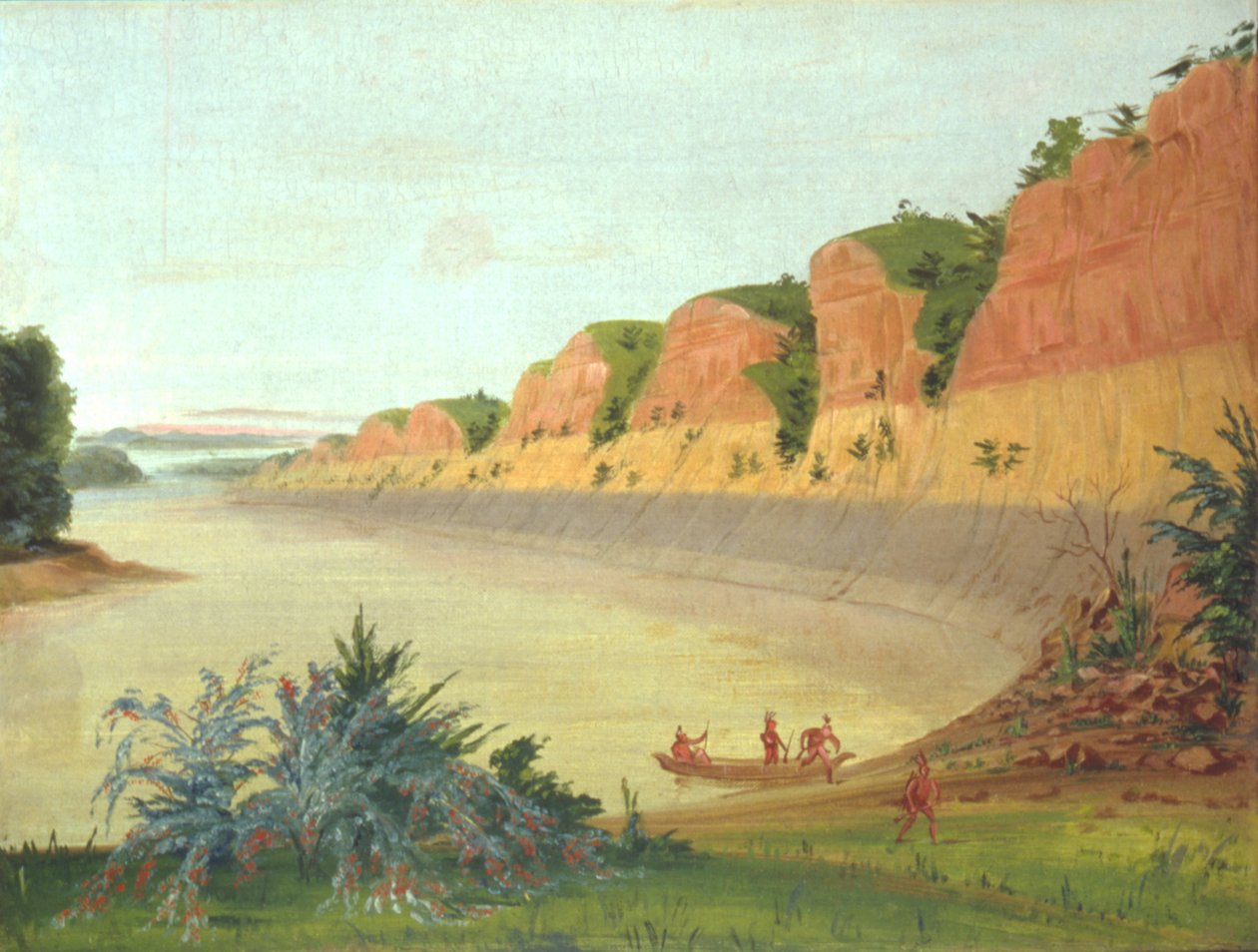 Jižní strana ostrova Buffalo, v popředí bobule Buffalo od George Catlin