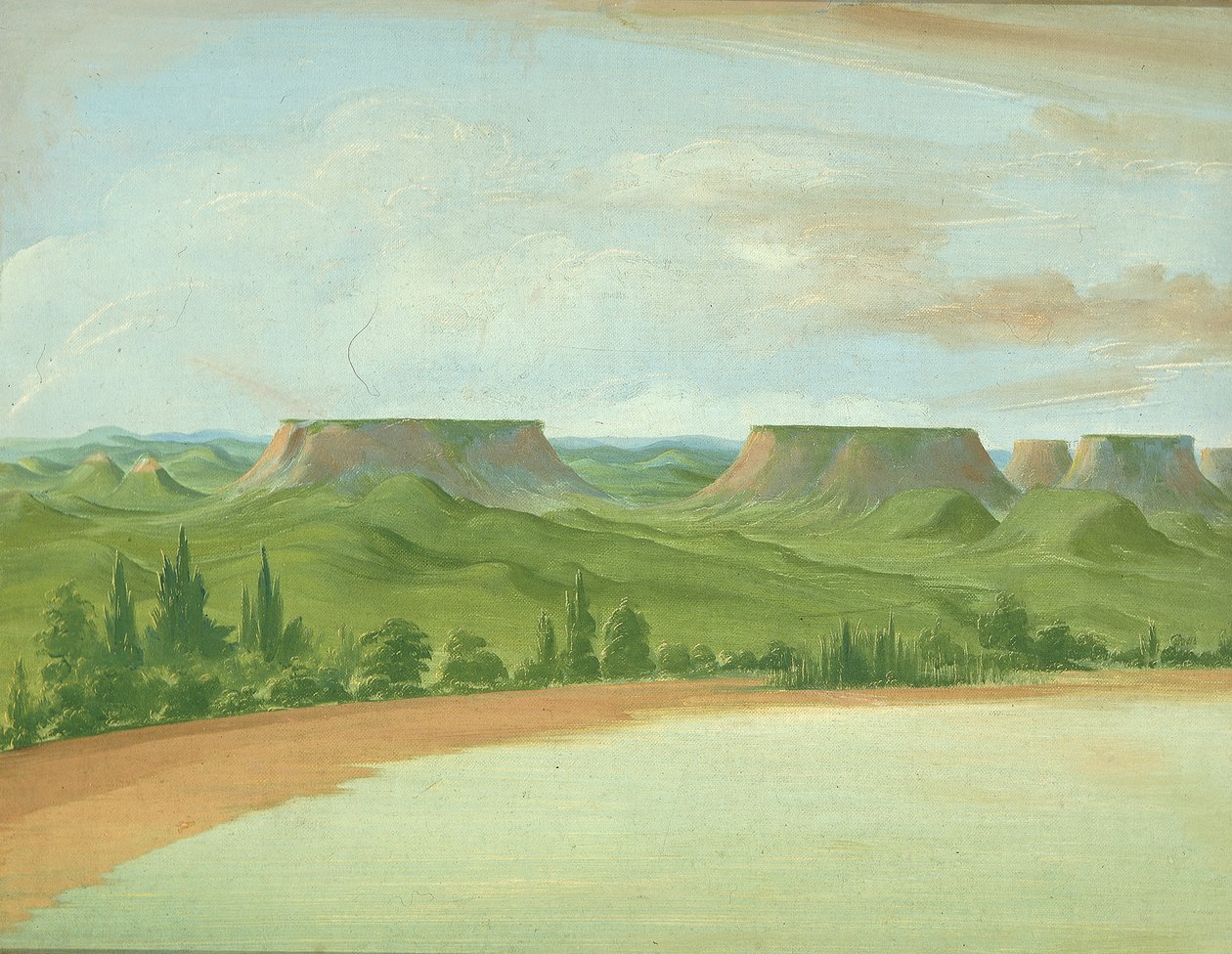 Square Hills, 1200 mil nad St. Louis, 1832. od George Catlin