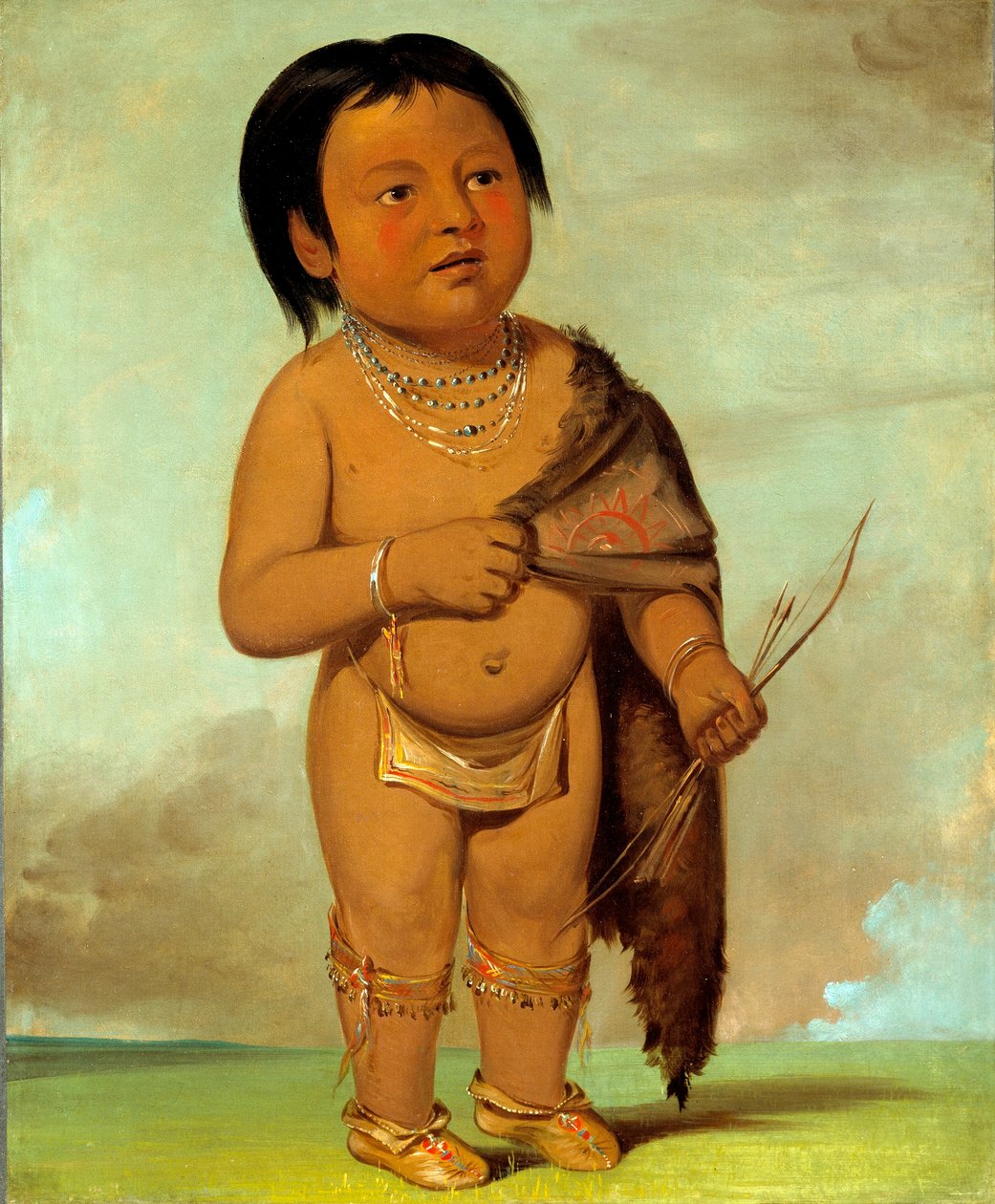 Tcha-aés-ka-ding, vnuk buvolího býka sádla od George Catlin