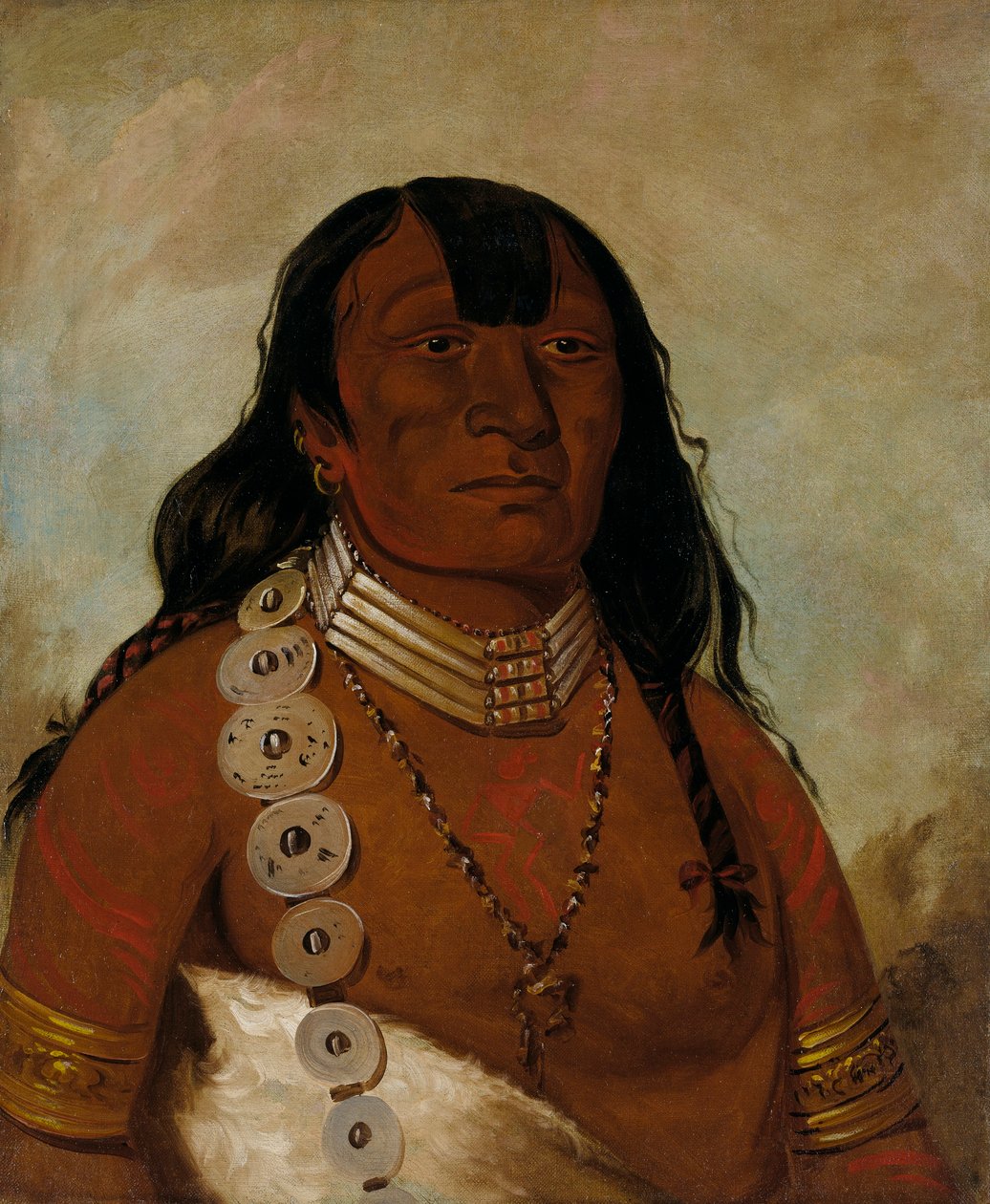 Téh-tóot-sah (známější jako Tohausen, Little Bluff), první náčelník od George Catlin