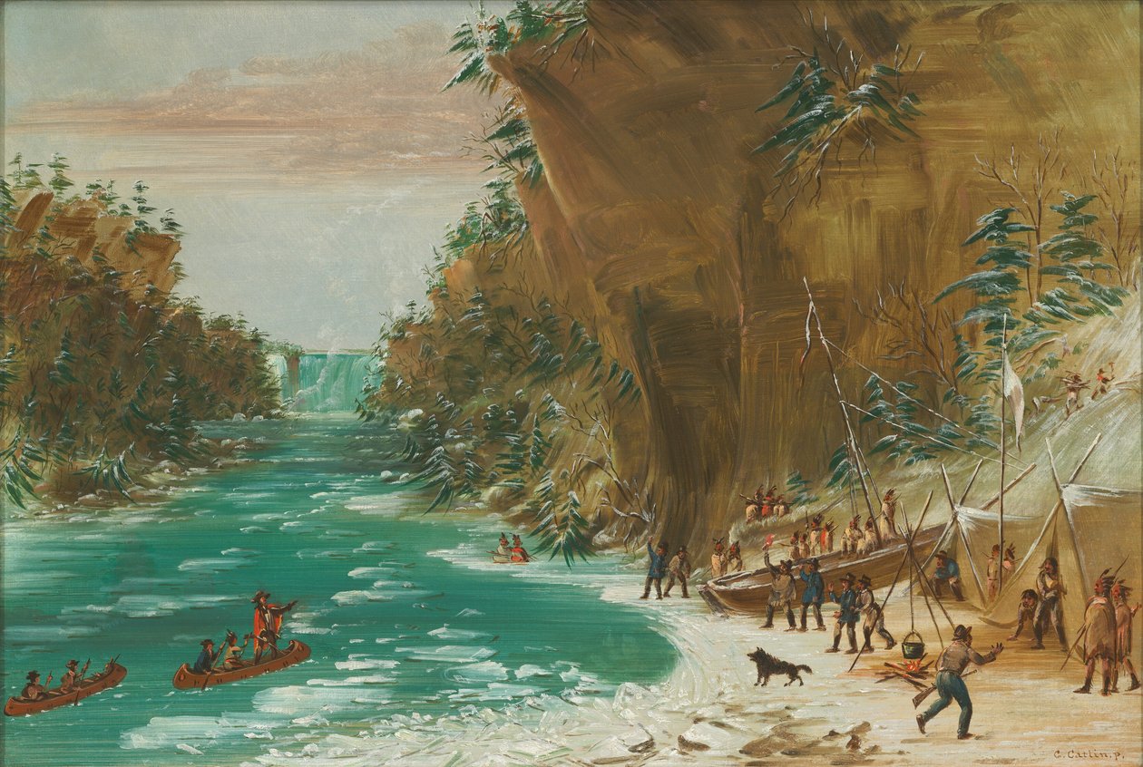 Expedice Tábořila pod Niagarskými vodopády. 20. ledna 1679, 18471848. od George Catlin
