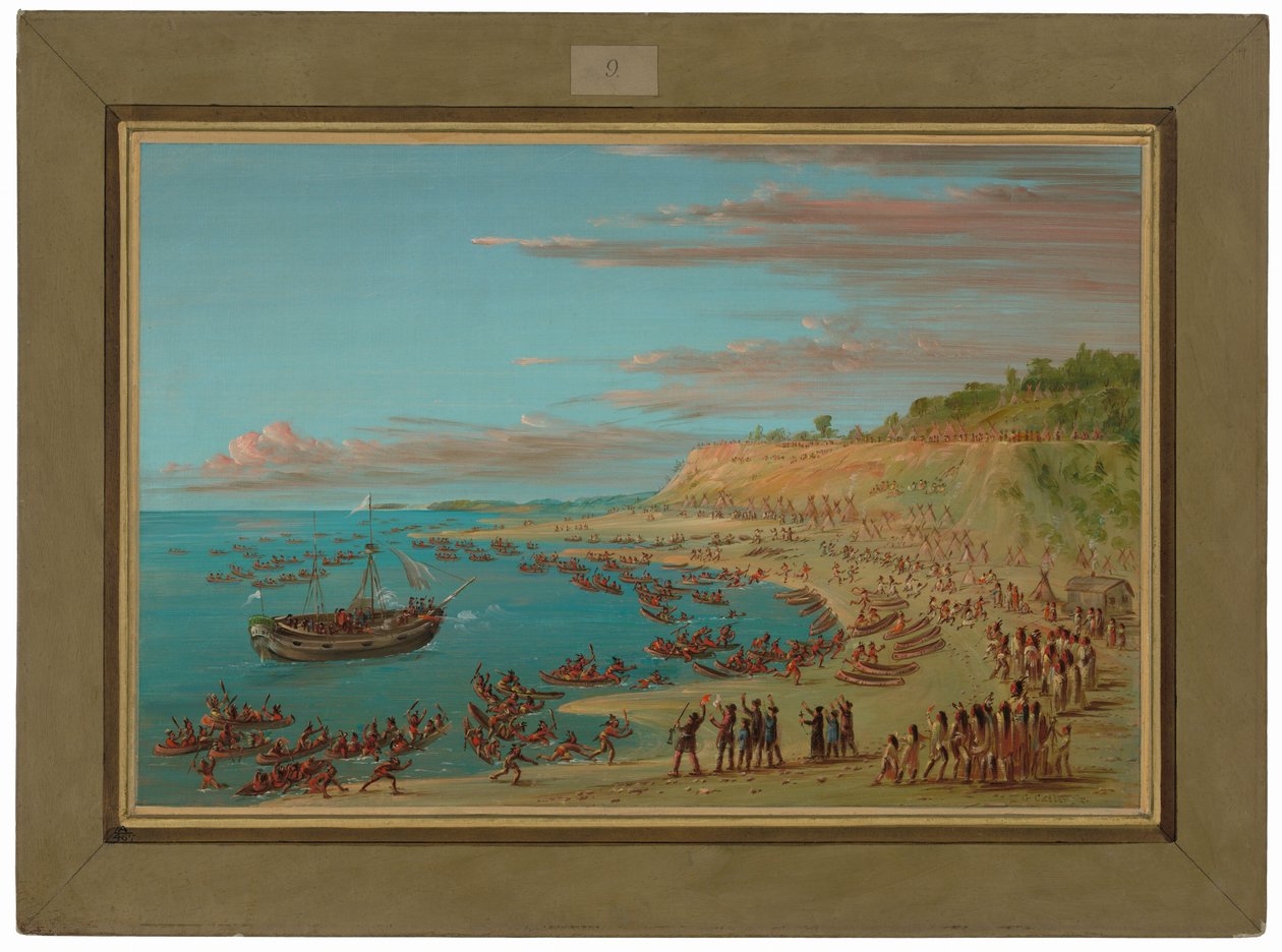 Griffin vplouvající do přístavu v Mackinaw. 27. srpna 1679 od George Catlin