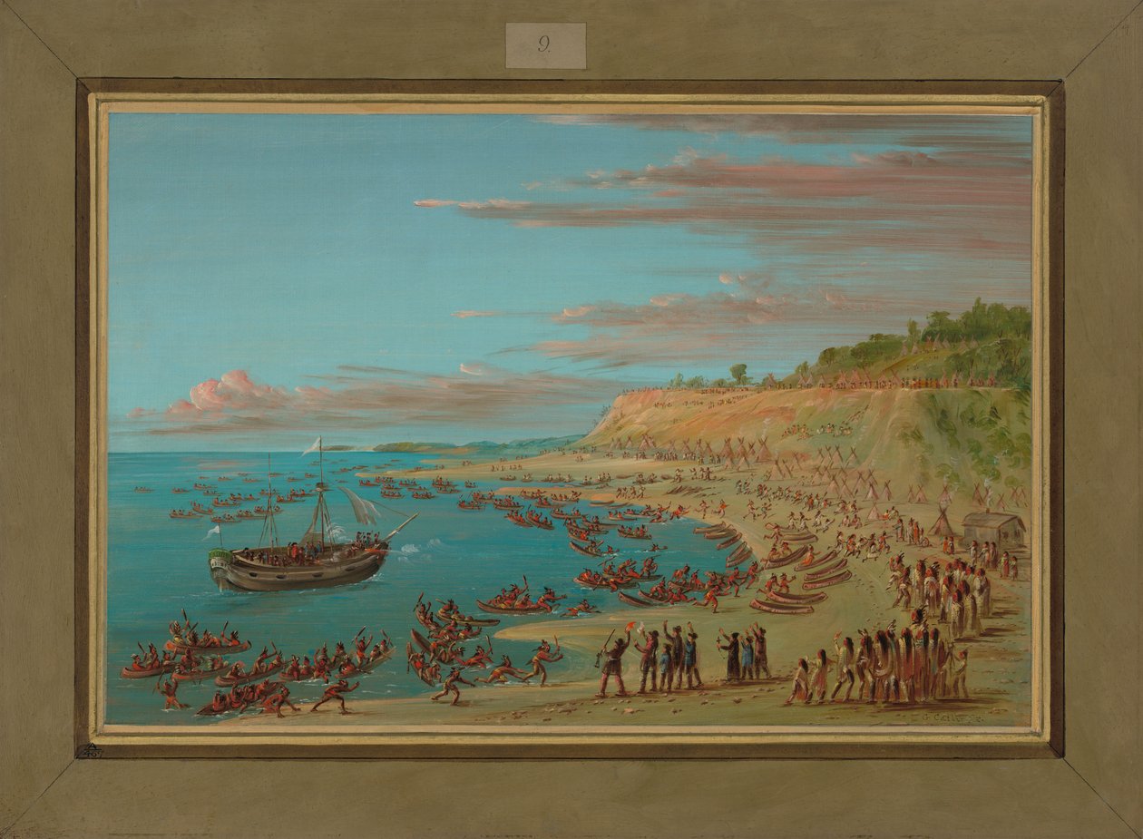 La Salle nárokuje Louisianu pro Francii, 9. dubna 1682, 1847-48 od George Catlin