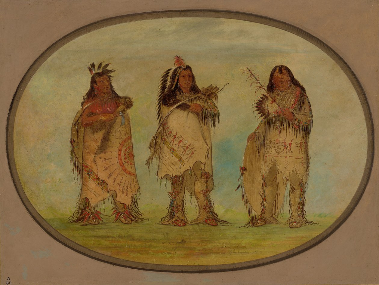 Tři význační bojovníci kmene Siouxů, 1861. od George Catlin