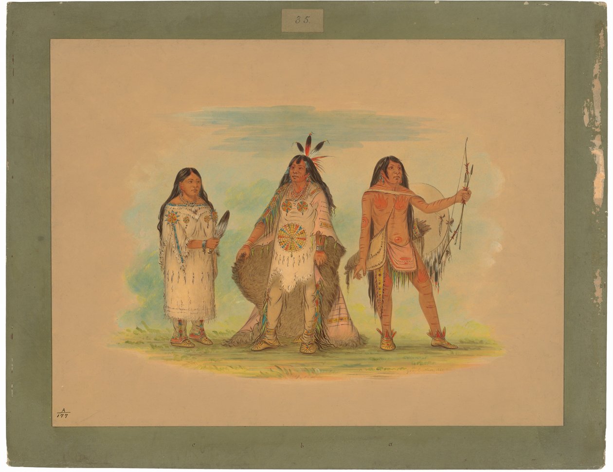 Tři indiáni Minatarree od George Catlin