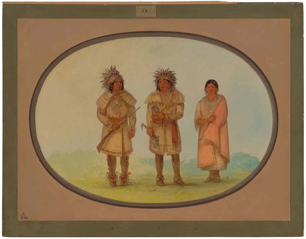 Tři indiáni z kmene Peoria od George Catlin