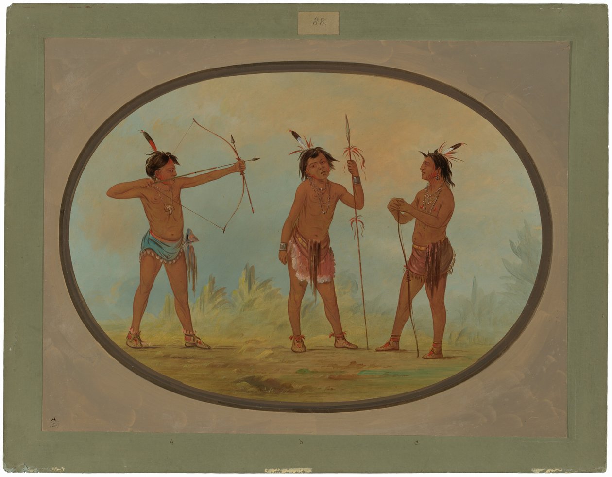 Tři šošonští válečníci vyzbrojení do války od George Catlin