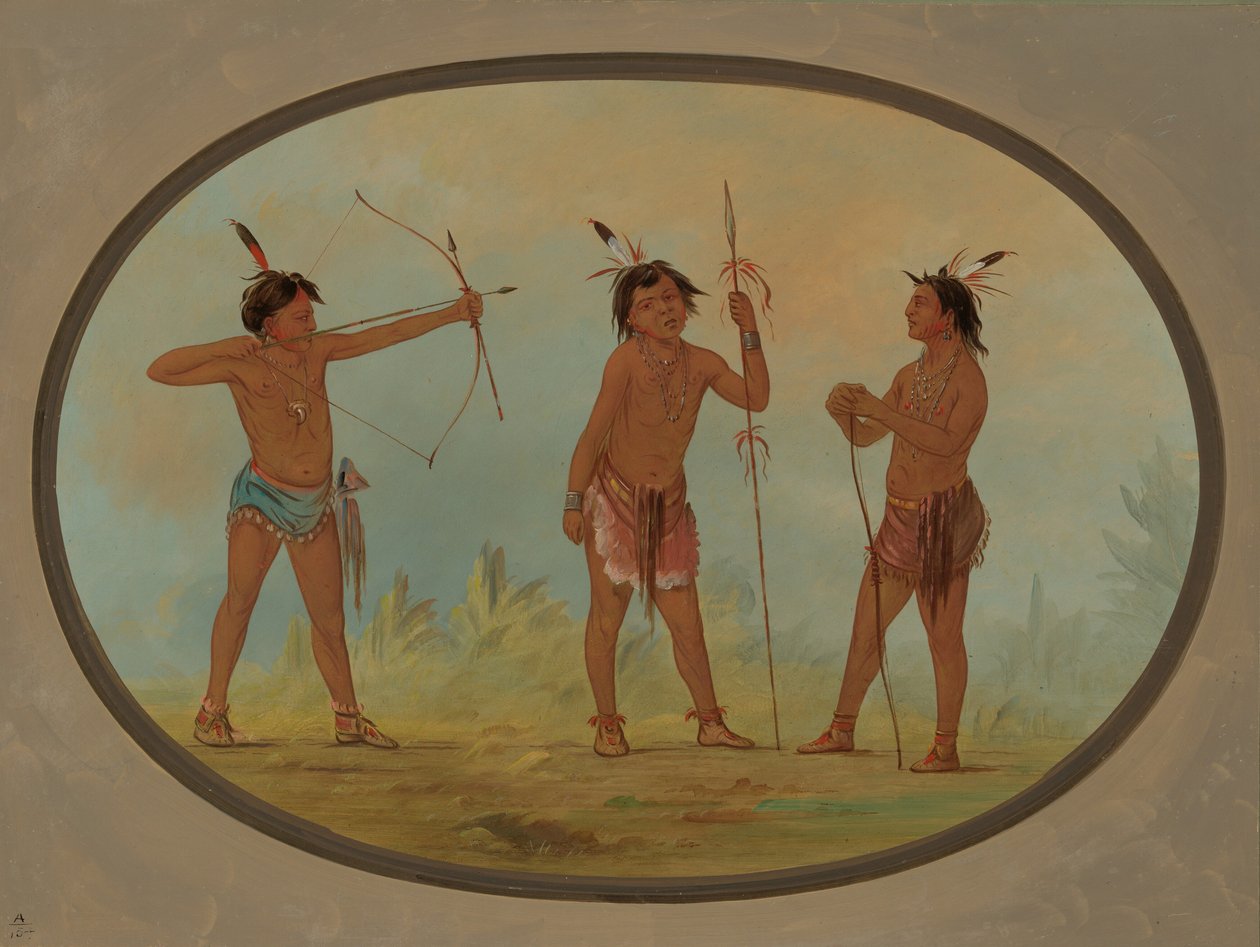 Tři šošonští válečníci vyzbrojení do války, 18611869. od George Catlin