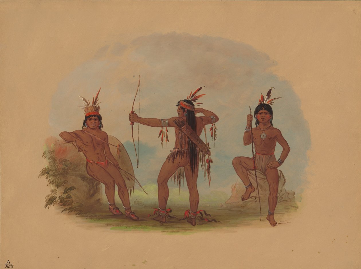 Tři indiáni Woyaway, 18541869. od George Catlin
