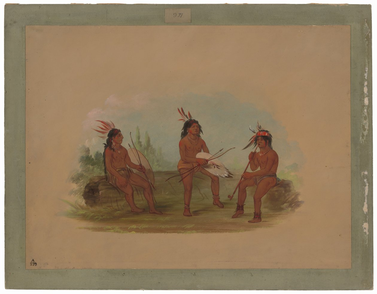 Tři mladí muži Chinook od George Catlin
