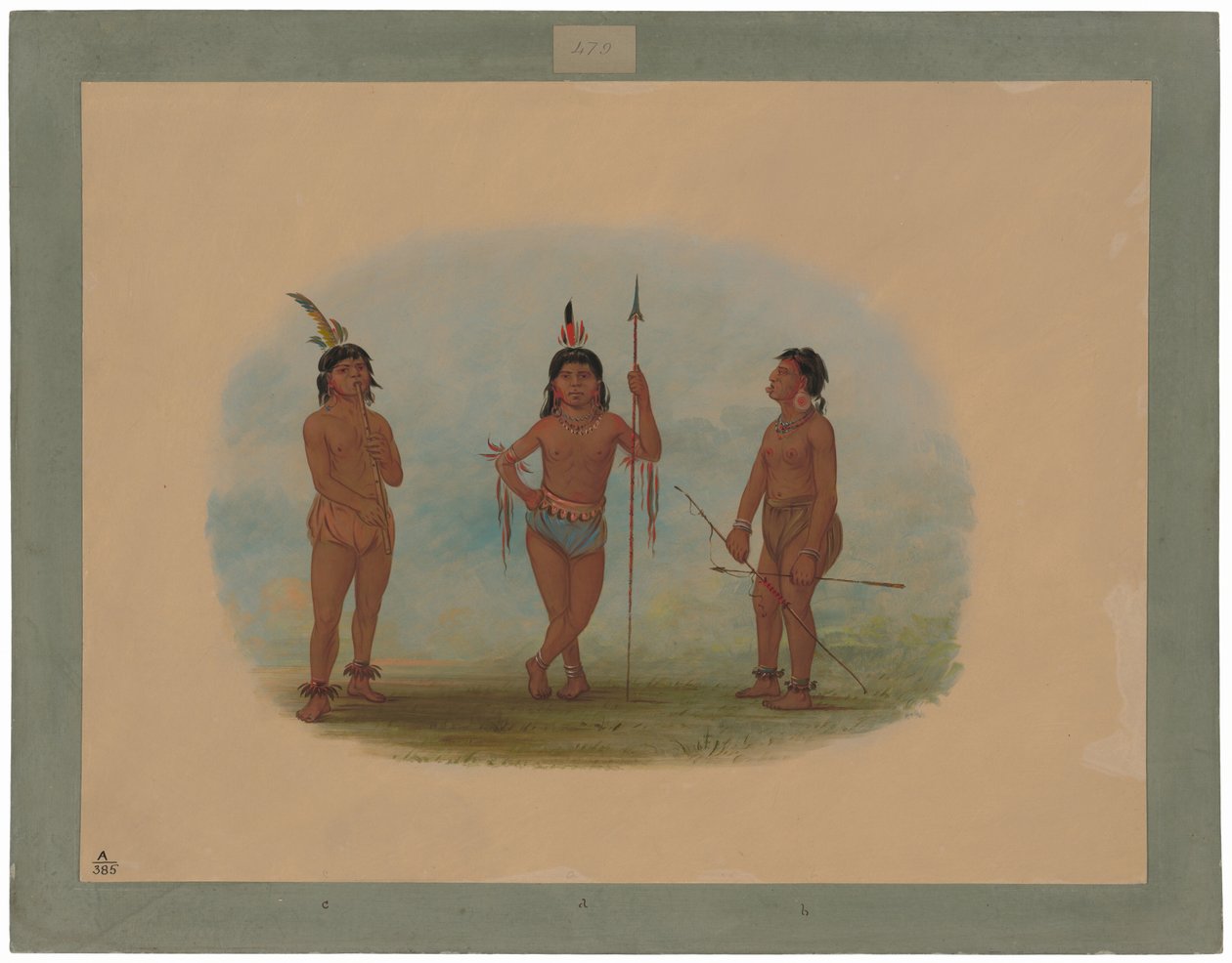Tři mladí muži Tobos od George Catlin