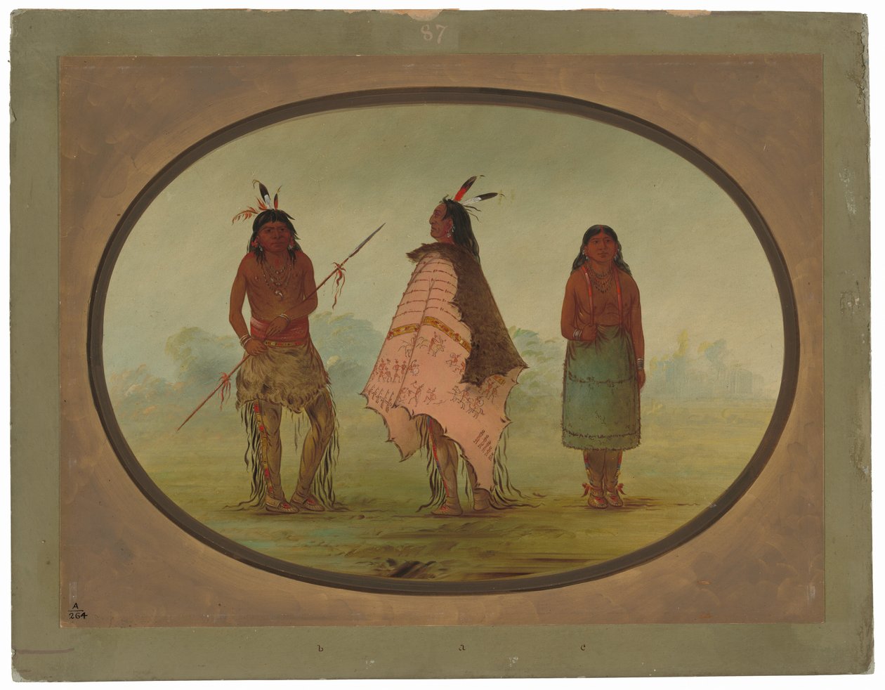 Dva apačští válečníci a žena od George Catlin