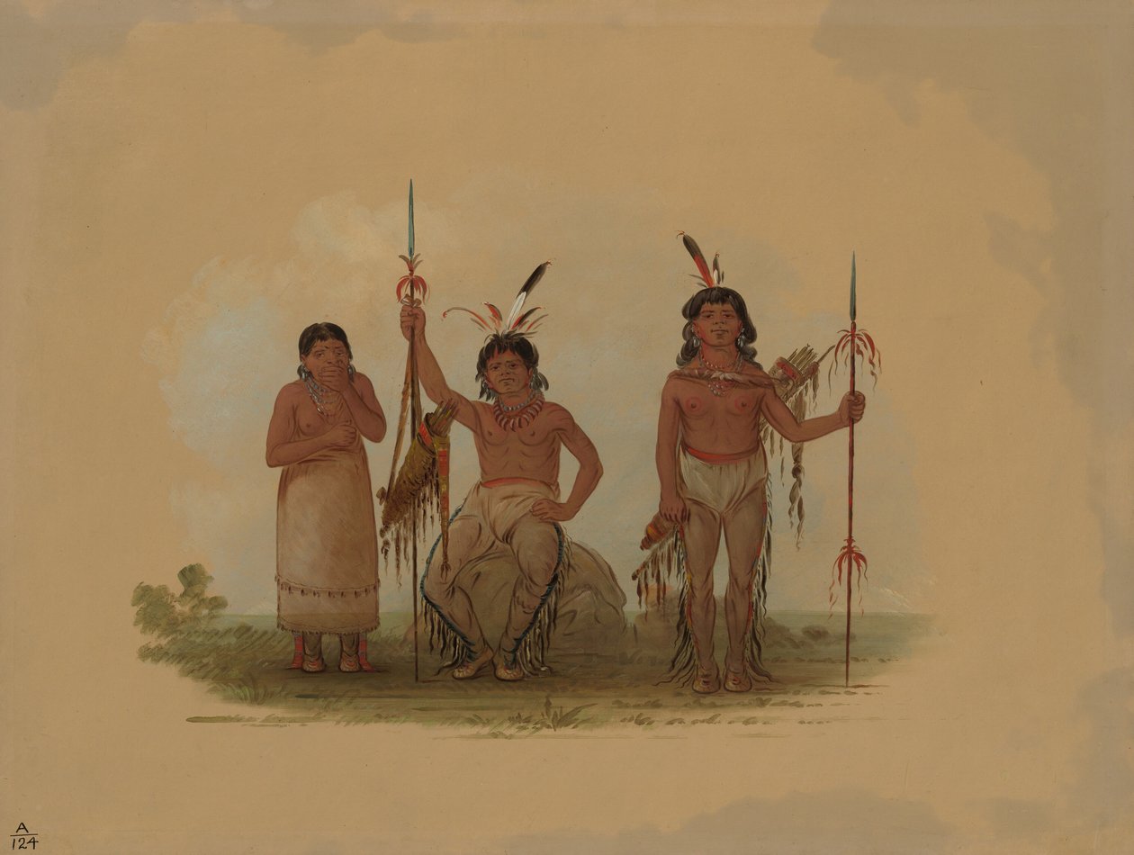 Dva arapahští bojovníci a jedna žena, 18611869. od George Catlin