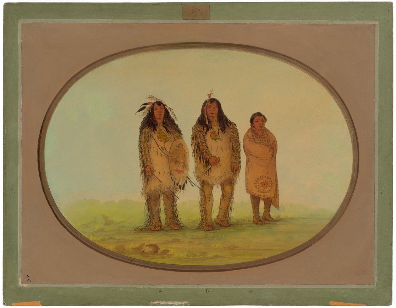 Dva nezperští válečníci a chlapec od George Catlin