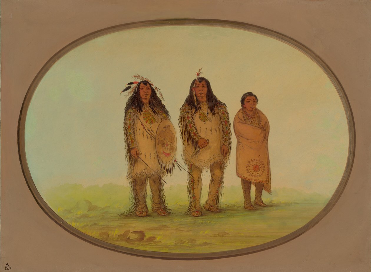 Dva nezperští bojovníci a chlapec, 18551869. od George Catlin
