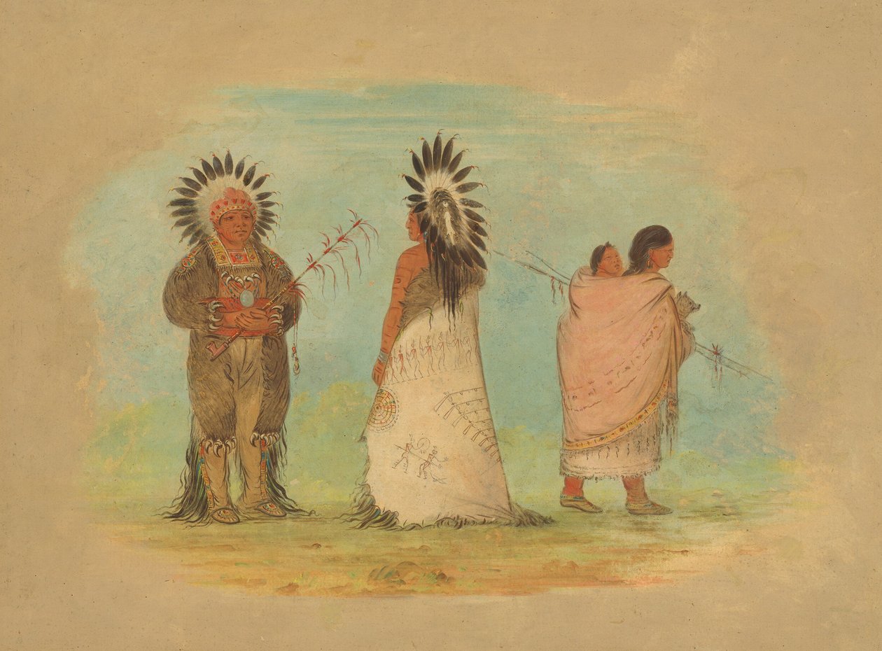 Dva Ottoe náčelníci a žena, 18611869. od George Catlin