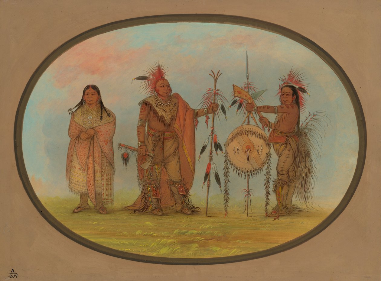 Dva Saukie náčelníci a žena, 18611869. od George Catlin