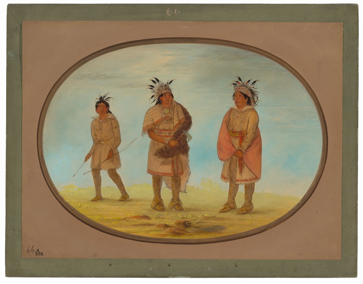 Dva Weeah Warriors a žena od George Catlin