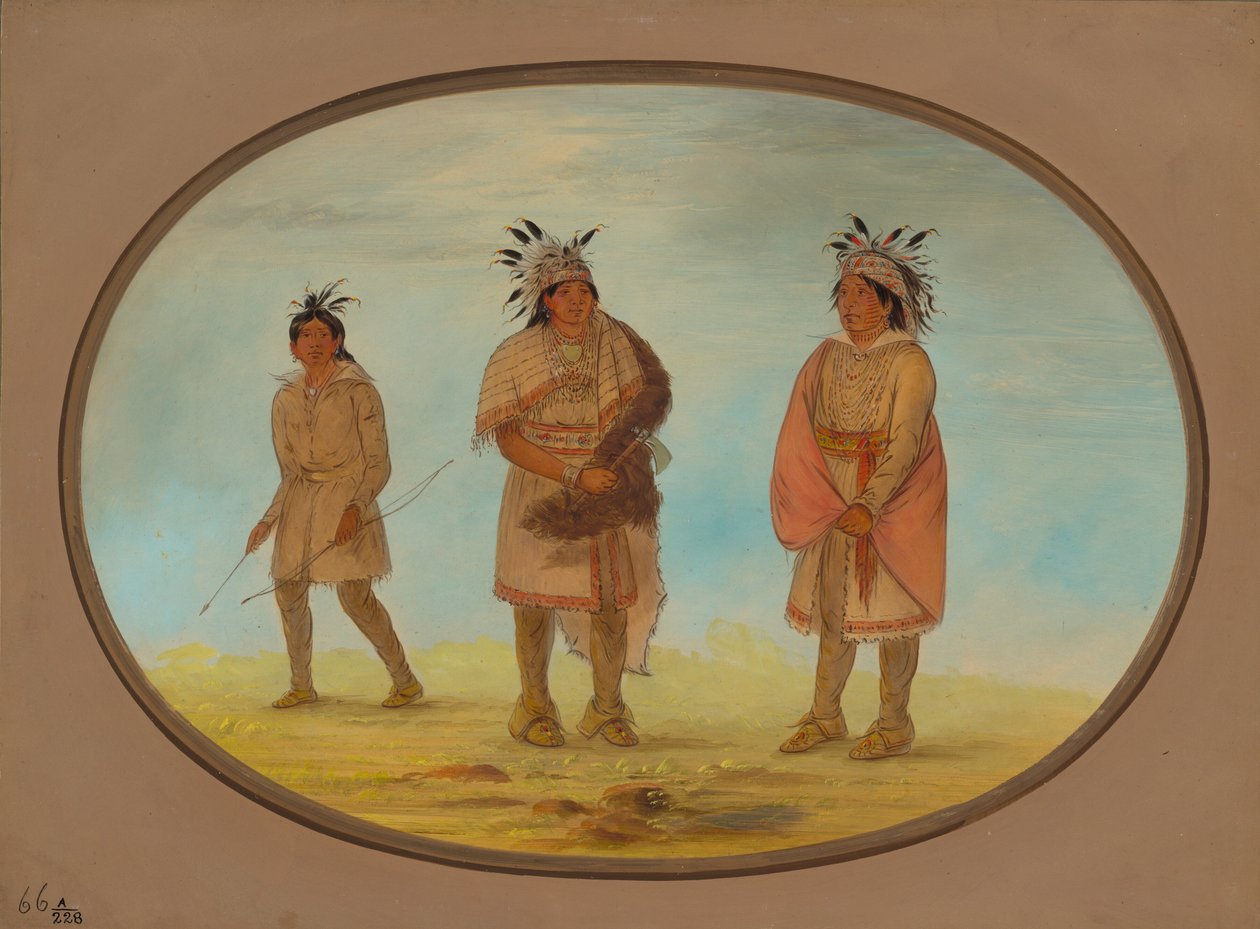 Dva Weeah Warriors a žena, 18611869. od George Catlin
