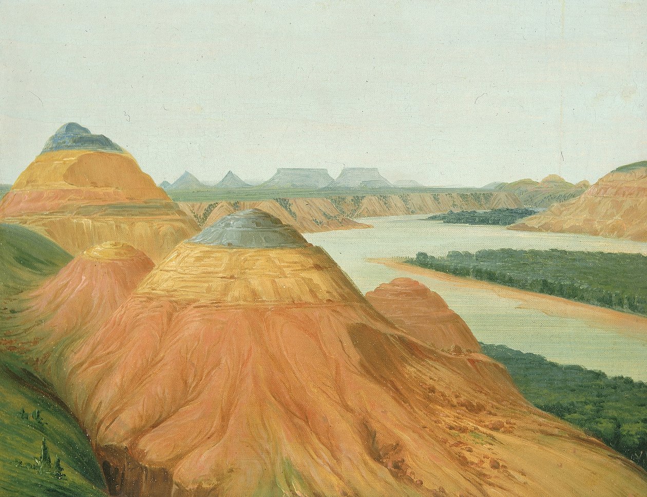 Pohled na Big Bend na horním toku Missouri od George Catlin